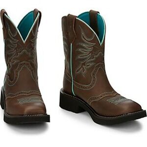 JUSTIN WOMEN'S MANDRA CHOCOLATE BOOTS Cowgirl Cowboy Leather New 8 B